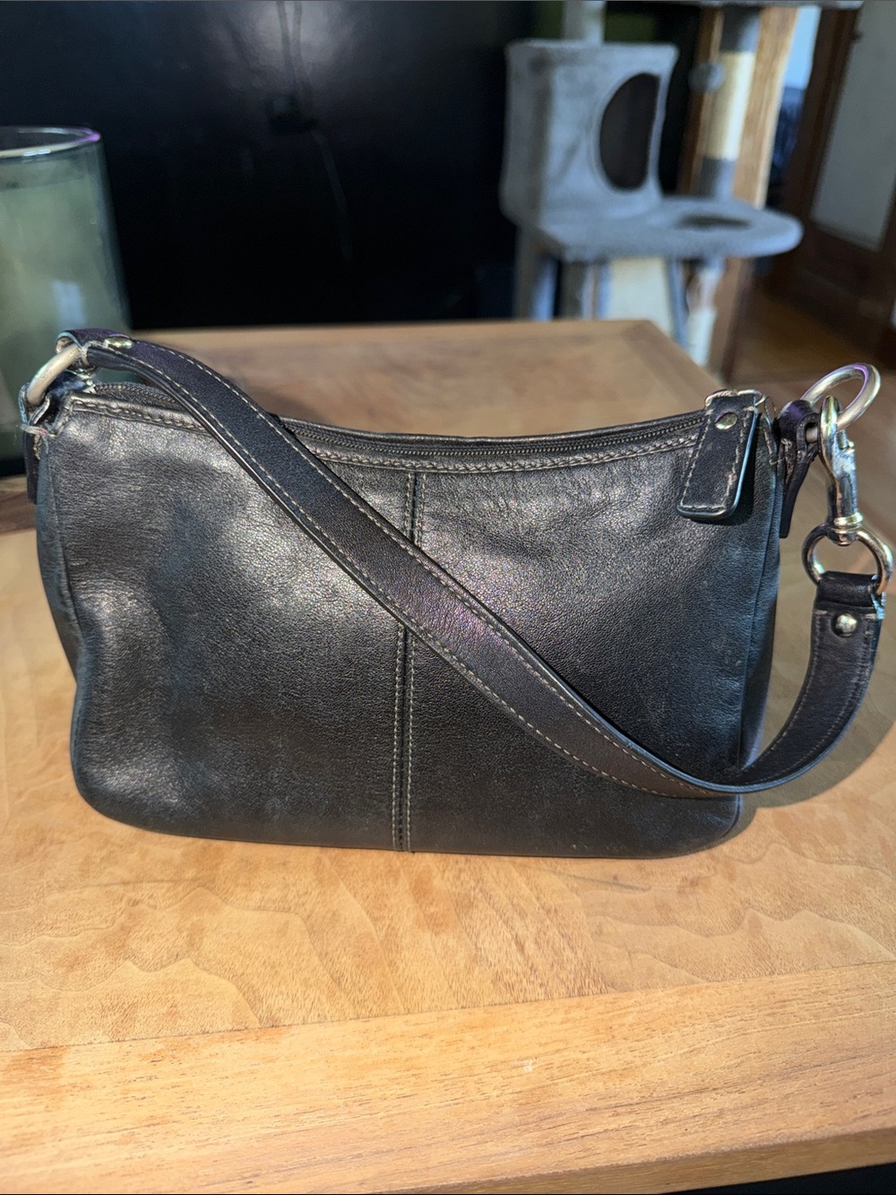 Vintage Coach Y2K Demi Baguette Shoulder Bag Black Leather - Picture 9 of 12